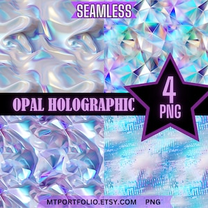 Holografische opaal Cyberpunk stof textuur digitaal papier naadloze patronen 4-pack bundel plakboek dagboek kleurstof sublimatie Instant Download