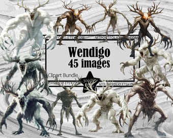 Wendigo Cryptid Clipart Classic Monster PNG Bundle PNG Graphics Transparent Commercial Use Digital Download Sublimation Journal
