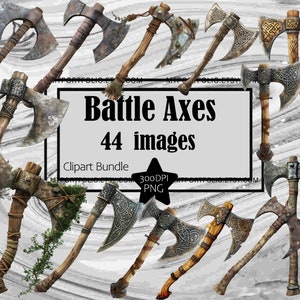 Clipart Ascia da Battaglia Ascia Barbarica Ascia da Guerra Vichinga PNG Bundle Grafica Fantasy Trasparente Commerciale Download Digitale Sublimazione