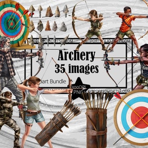 Clipart de tiro con arco, acuarela, arco y flecha PNG, diana, paquete, práctica de tiro al blanco PNG, gráfico de arquero, clipart de sublimación PNG