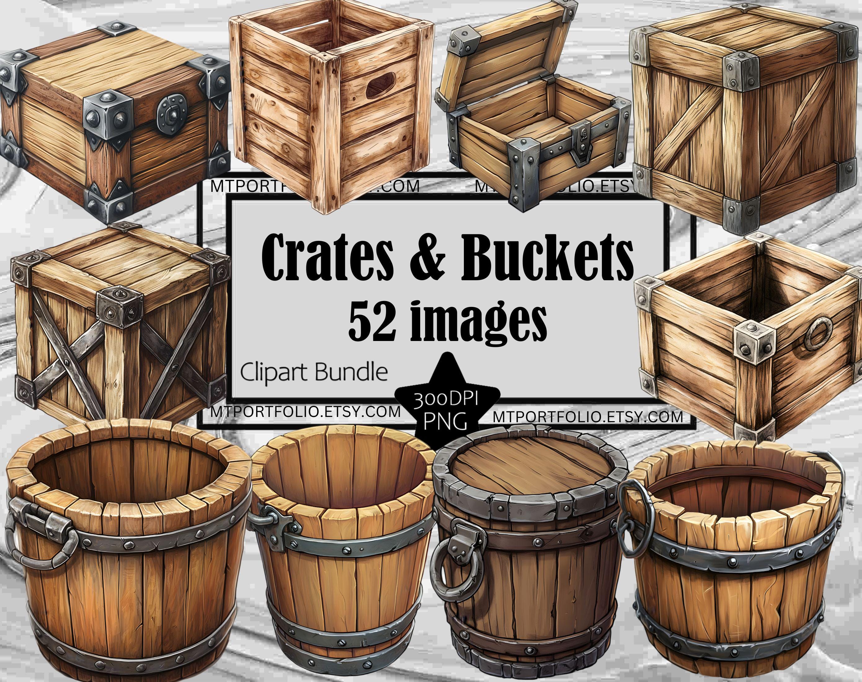 Holzeimer Clipart Holzkiste Grafik transparent kommerziellen digitalen Download Sublimation Journal Renaissance Papier Rolle PNG