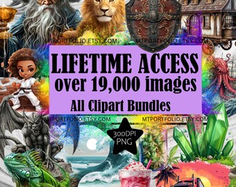 ALL CLIPART Access Lifetime Updates 19,000+ Images Mega Bundle Clipart Digital Paper PNG Files - art Bundle Unlimited Download Access 4Ever