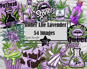 Lavender Cannabis Cake Clipart Weed Cupcake PNG Stoner Marijuana Bundle PNG Graphics Transparent Commercial Use Digital Download Journal