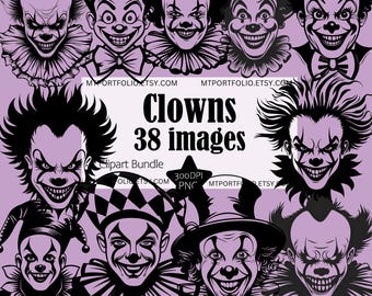 Clown Face PNG Image Simple Clown Silhouette Cut File Clipart Scary Clown Image Graphics Commercial Digital Download Sublimation