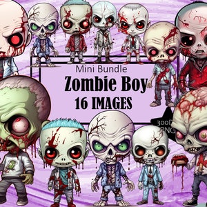 Untoter Zombie Junge Walking Dead Walker Chibi Kawaii Art Clipart Grafiken Sublimation Bundle Junk Journal Scrapbook PNG Transparent Download