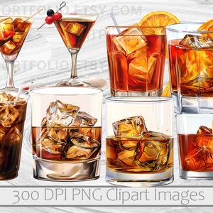 Bourbon and Whiskey Clipart Bundle Alcohol PNG Graphics Booze Drink ClipartTransparent Commercial Digital Download Sublimation Junk Journal image 2