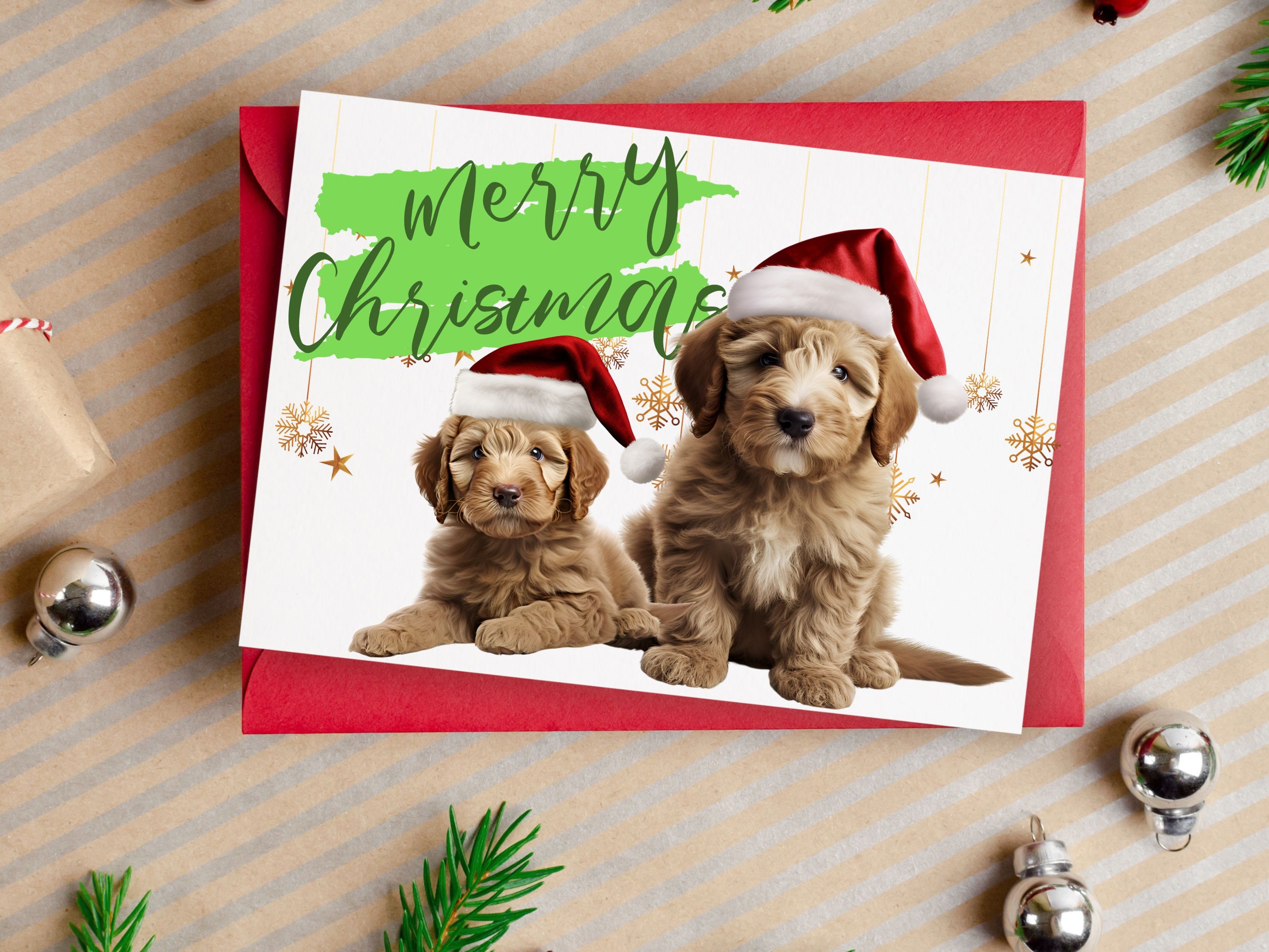 Labradoodle Doodle Red Santa Hat Christmas Graphics Dog Mom Art ...