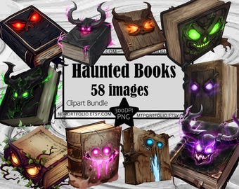 Haunted Book Clipart Spooky Book PNG Book of Monsters PNG Graphics Transparent Commercial Use Digital Download Sublimation Journal