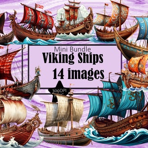 Navires vikings scandinaves PNG Illustraions Batr drakkar bateau graphiques Sublimation lot Journal indésirable Scrapbook fichier PNG à téléchargement Transparent