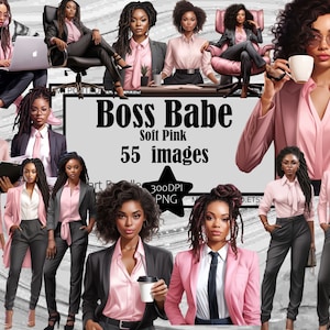 Clipart Ragazza Boss Rosa Moda Ragazza Boss Babe Clipart Bundle Boss Lady PNG Ragazza Nera Clipart Carta Artigianato Giornale Girl Power Magia Nera