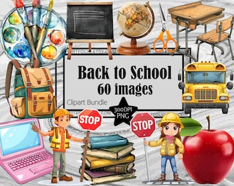 Clipart de regreso a la escuela, manzana para maestros, gráficos, útiles escolares PNG, mochila escolar, paquete de clipart, pizarra de sublimación PNG, clip art