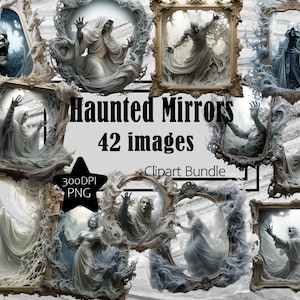 Haunted Mirror - Halloween Horror Graphics Commercial License Digital Download Sublimation Junk Journal - Spooks, Ghosts and Specters