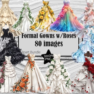 Vestido Formal Clipart Vestido Rosa PNG Vestido Elegante com Flores Gráfico Transparente Uso Comercial Download Digital Sublimação Junk Journal
