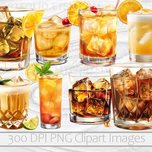 Bourbon and Whiskey Clipart Bundle Alcohol PNG Graphics Booze Drink ClipartTransparent Commercial Digital Download Sublimation Junk Journal image 3