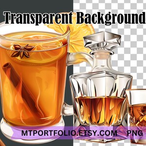 Bourbon and Whiskey Clipart Bundle Alcohol PNG Graphics Booze Drink ClipartTransparent Commercial Digital Download Sublimation Junk Journal image 7