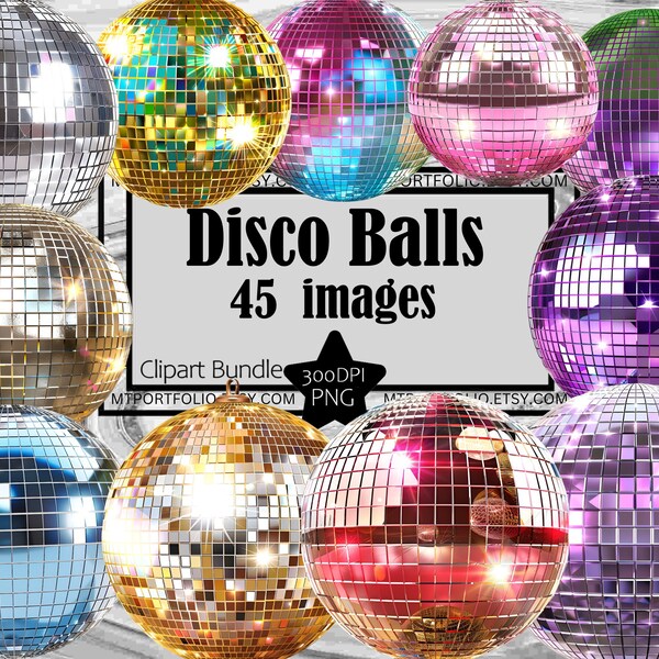 Disco Ball Clipart PNG Retro 70's Clipart Dance Club Graphic Transparent Commercial Digital Download Sublimation Journal Retro Glam Clipart