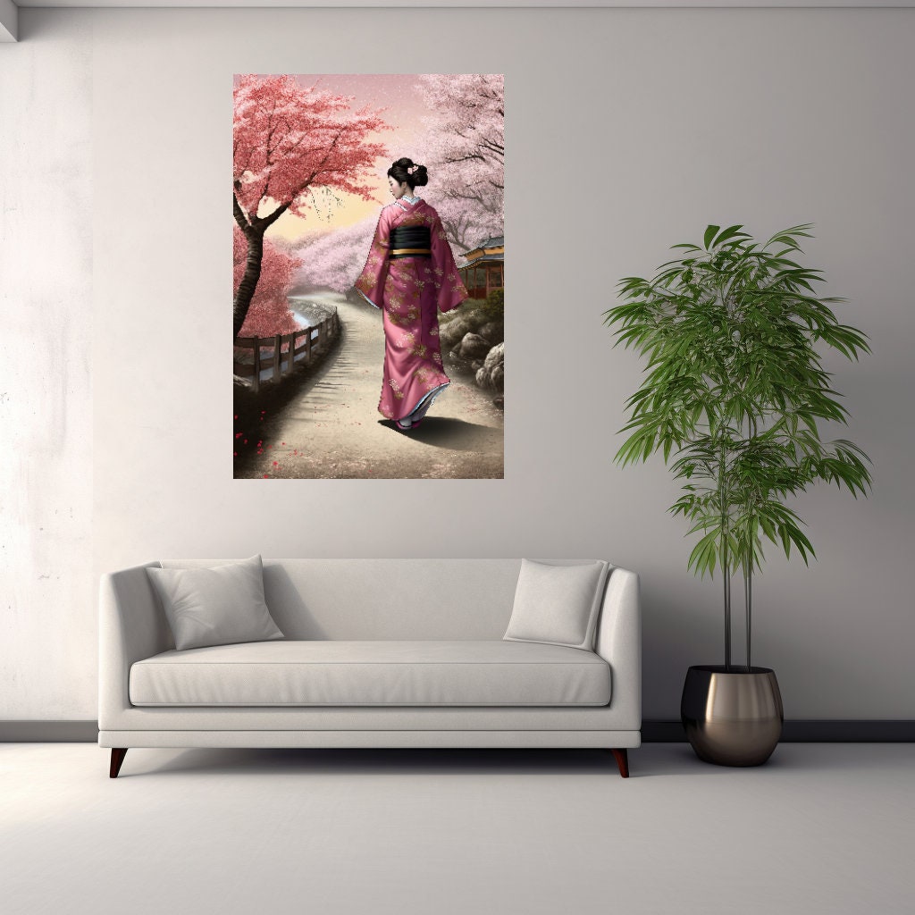 Sottobicchiere Geisha Giapponese Con Fiori – Sottobicchiere In Ceramica Lucida Con Retro In Sughero, Regalo Da Viaggio Originale - 4