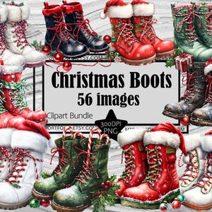 Bundle de cliparts bottes de Noël en PNG, clipart bottes de Noël