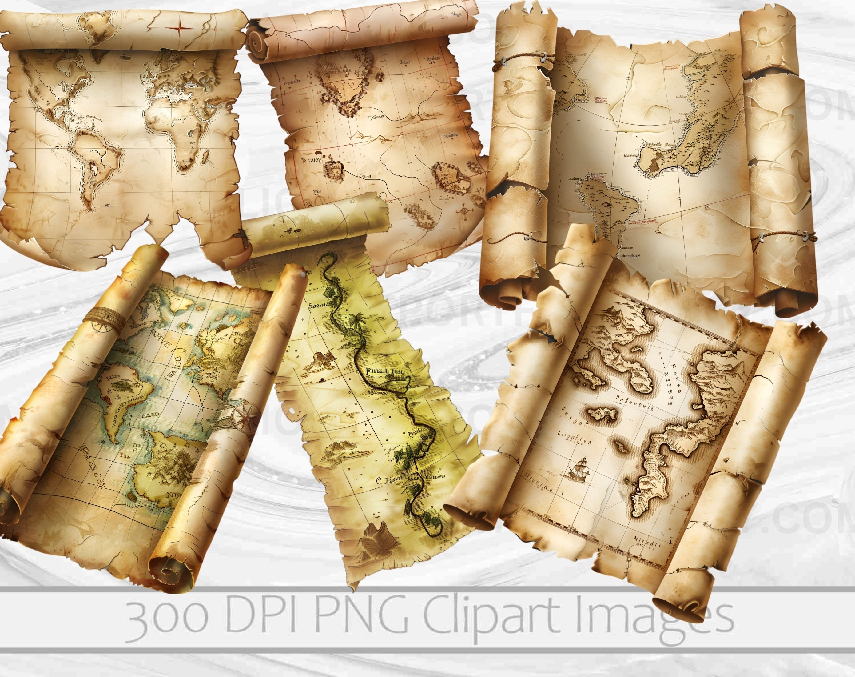 Pirate Maps Clipart Parchment Scrolls Clipart Graphics Treasure Map ...
