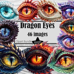 Clipart Occhio di Drago Fantasy Drago PNG Bundle Primo Piano Occhio Grafica PNG Creatura Magica Clipart Occhi di Drago TShirt Sublimazione PNG Wall Art
