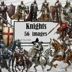Mittelalterliche Ritter Clipart Ritter Rüstung Ritter auf Pferden PNG Bundle PNG Grafiken Transparent Kommerziell Digitaler Download Sublimation Journal