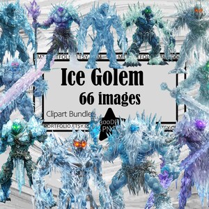 Ice Golem Clipart RPG tafelblad Ice Monster PNG Frozen Yeti grafisch transparant commercieel gebruik digitale download sublimatie ongewenste Journal