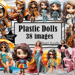 Muñecas de moda de plástico PNG, gráficos transparentes para uso comercial ~ Descarga digital, sublimación, revista basura