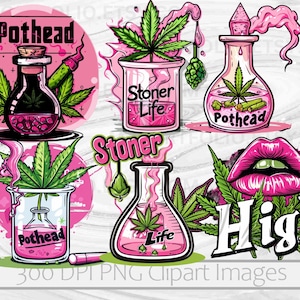 Cannabis Cake Clipart Weed Cupcake PNG Stoner Marijuana Bundle PNG Graphics Transparent Commercial Use Digital Download Sublimation Journal image 3