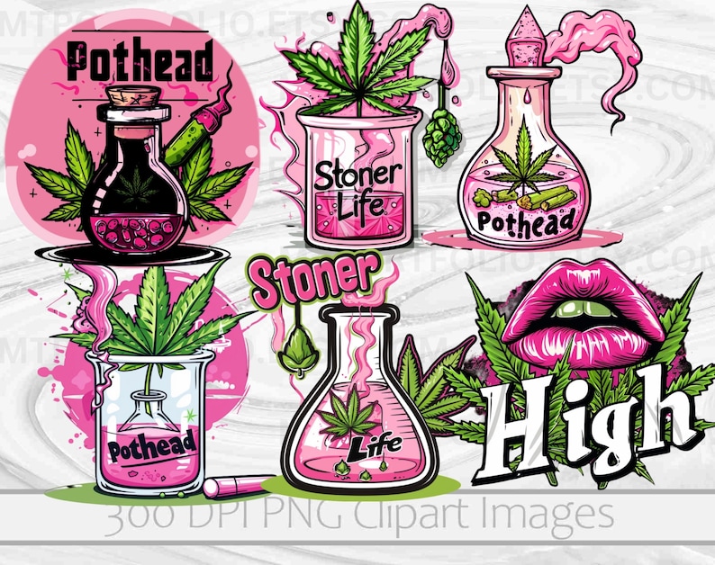 Cannabis Cake Clipart Weed Cupcake PNG Stoner Marijuana Bundle PNG Graphics Transparent Commercial Use Digital Download Sublimation Journal image 3