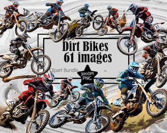 Dirtbike Clipart Motocross PNG Bundle PNG Graphics Transparent Commercial Use Digital Download Sublimation Journal