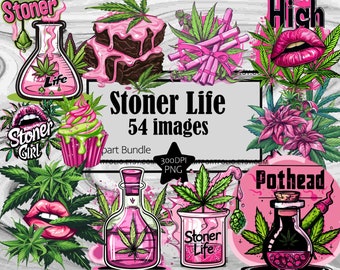 Cannabis Cake Clipart Weed Cupcake PNG Stoner Marijuana Bundle PNG Graphics Transparent Commercial Use Digital Download Sublimation Journal