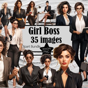 Girl Boss Clipart Mode, Mädchen Boss Babe Clipart Bundle Boss Lady PNG Entrepeneur Frau Clipart Papier Handwerk Junk Journal Girl Power