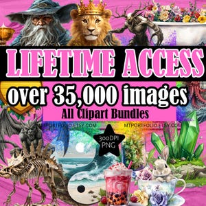 ALLE CLIPART Access Lifetime Updates 35.000+ Bilder Mega Bundle Clipart Digital Papier PNG Dateien - Kunst Bundle Unbegrenzter Download Access 4Ever
