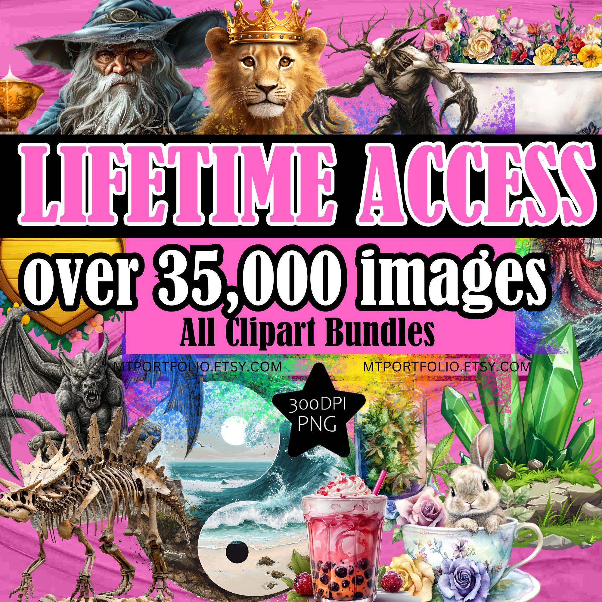 ALL CLIPART Access Lifetime Updates 35,000+ Images Mega Bundle Clipart Digital Paper PNG Files - art Bundle Unlimited Download Access 4Ever