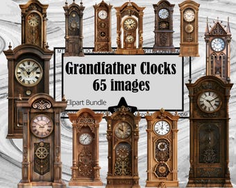 Grandfather Clock Clipart Analog Clock png Digital Download Vintage Clock PNG Clipart Bundle Commercial Retro Mechanical Clock Art Bundle