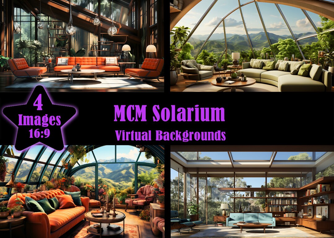 Backdrop Ms Mid Century Modern Solarium Zoom Background Virtual Meeting Backdrops ...