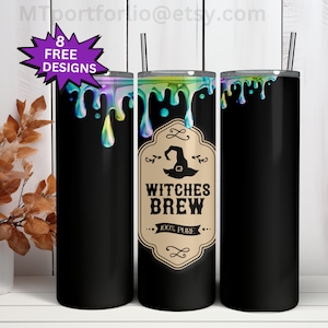 Witches Brew Cauldron with Dripping Potion  20oz Skinny Tumbler Sublimation Design Digital Wrap Waterslide Download PNG 300DPI
