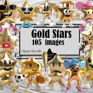 Gold Star Clipart Anime Gold Star Friend PNG Desenho animado Gold Star Bundle PNG Gráficos Transparentes Uso Comercial Download Sublimação Diário