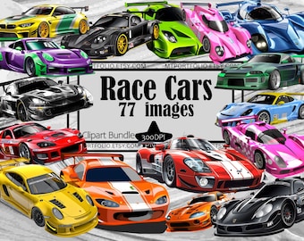 Race Car Clipart Drift Race PNG Racing Bundle PNG Graphics Transparent Commercial Use Digital Download Sublimation Journal Sportscar Racing