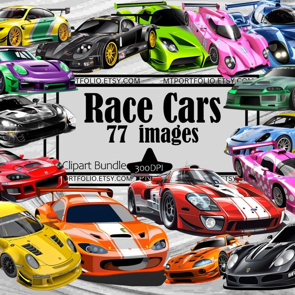 Race Car Clipart Drift Race PNG Racing Bundle PNG Graphics Transparent Commercial Use Digital Download Sublimation Journal Sportscar Racing