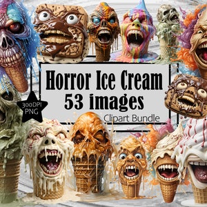 Horror Ice Cream PNG Graphics Transparent Commercial Use ~Digital Download Sublimation Junk Journal Gothic