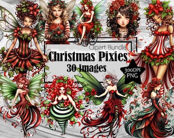 Christmas Elegant Fairy Fairies Fae Graphics Transparent Commercial License Incl.~Digital Download Sublimation Junk Journal