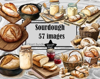 Pan de masa madre PNG Panadería Clipart Pan rústico Gráfico Transparente Comercial Digital Descargar Sublimación Revista basura Masa madre inicial