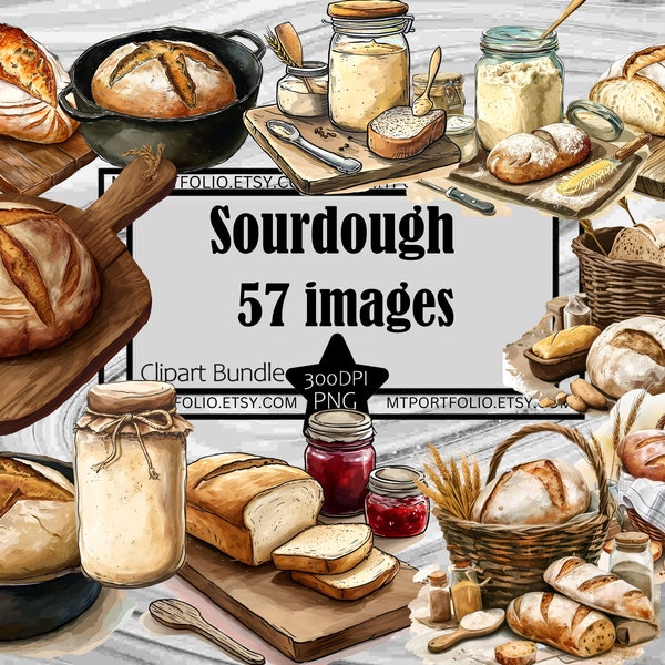 Sourdough Bread PNG Bakery Clipart Rustic Bread Graphic Transparent Commercial Digital Download Sublimation Junk Journal Sourdough Starter