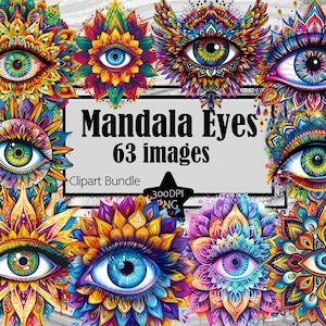 Mandala Eye Clipart Spiritual Eye PNG Bundle PNG Graphics Trasparente Uso commerciale Download digitale Sublimazione Journal Mandala Wall Art