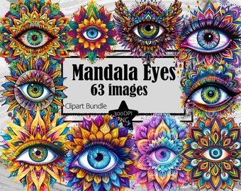 Mandala Eye Clipart Spiritual Eye PNG Bundle PNG Graphics Transparent Commercial Use Digital Download Sublimation Journal Mandala Wall Art