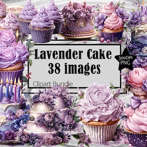 Cupcakes de Lavanda Pastéis PNG Gráficos Transparentes Uso Comercial~Download Digital Sublimação Junk Journal
