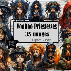 VooDoo Priesterin Clipart Grafiken Transparent Kommerzielle Lizenz Inkl. ~ Digitaler Download Sublimation Junk Journal