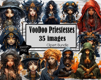 VooDoo Priestess Clipart Graphics Transparent Commercial License Incl. ~Digital Download Sublimation Junk Journal