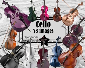 Cello Clipart PNG – Classical String Instrument Bow Illustration for Music Decor, Sublimation & Digital Projects